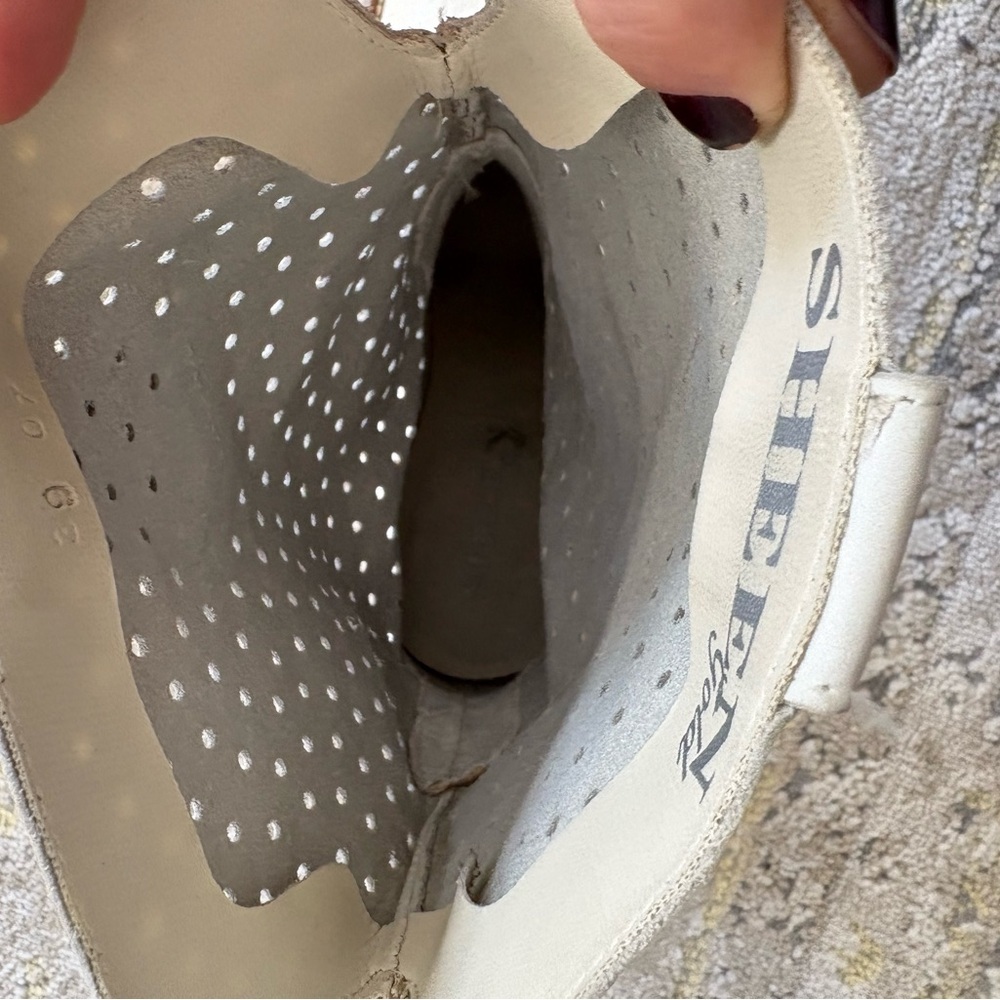 White Perforated Leather Western Boots Stacked Heel - Picture 10 of 16